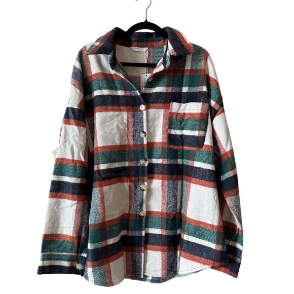 NWT Fantaslook Heavy Plaid Flannel Shacket Shirt Jacket XXL - Picture 1 of 3